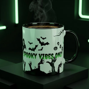 Personalised Halloween Spooky Gift Him Her Coffee Two-Tone Coffee Mug