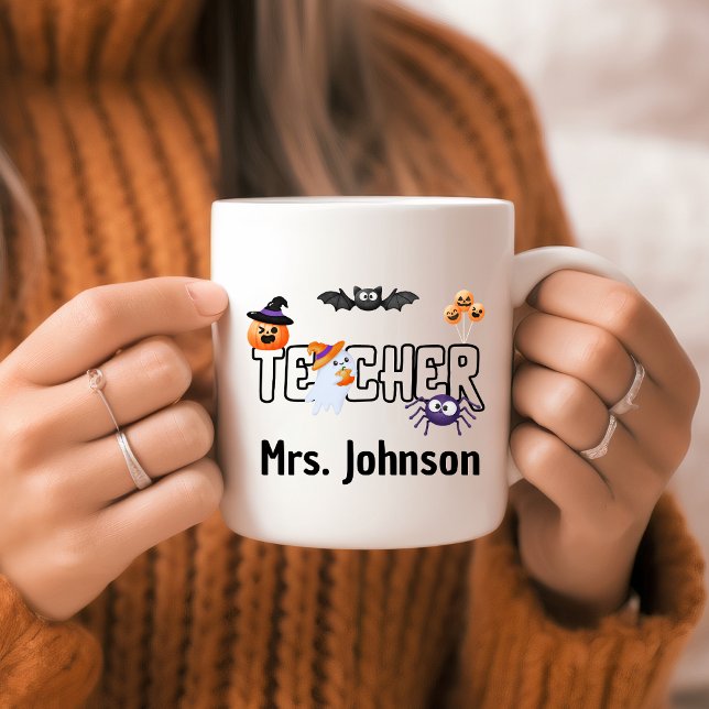 Personalised Halloween Teacher Cute Gift Funny Coffee Mug (Creator Uploaded)