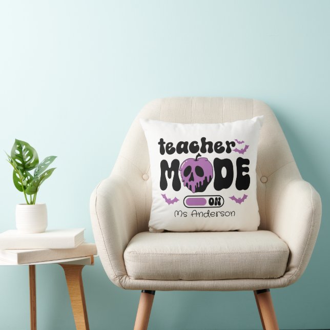 Personalised Halloween Teacher “Mode On” Apple Cushion (Chair)