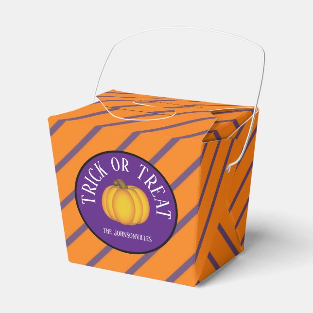 Personalised Halloween /Trick or Treat Pumpkin Favour Box (Front Side)