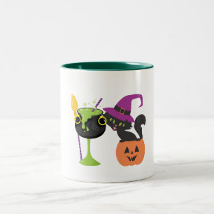 Personalised Halloween Witch Black Cat Coffee Mug