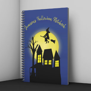 Personalised Halloween Witch Haunted House Notebook