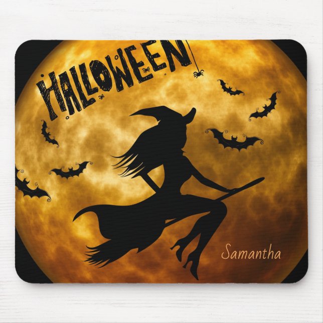 Personalised Halloween Witch Personalised Mouse Pa Mouse Pad (Front)