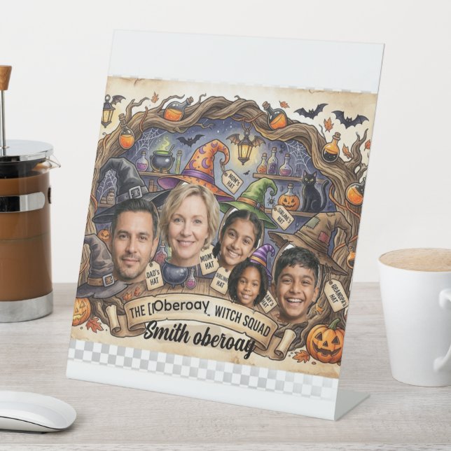 Personalised HalloweenSpooky Witch Squad Pedestal Sign (In SItu)