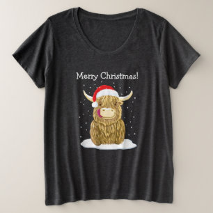 Personalised Hamish Highland Cow Christmas Plus Size T-Shirt