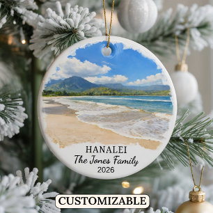 Personalised Hanalei Ornament, Custom Hawaii Ceramic Tree Decoration