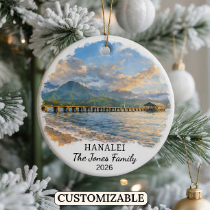 Personalised Hanalei Ornament, Custom Hawaii Ceramic Tree Decoration