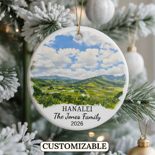 Personalised Hanalei Ornament, Custom Hawaii Ceramic Tree Decoration