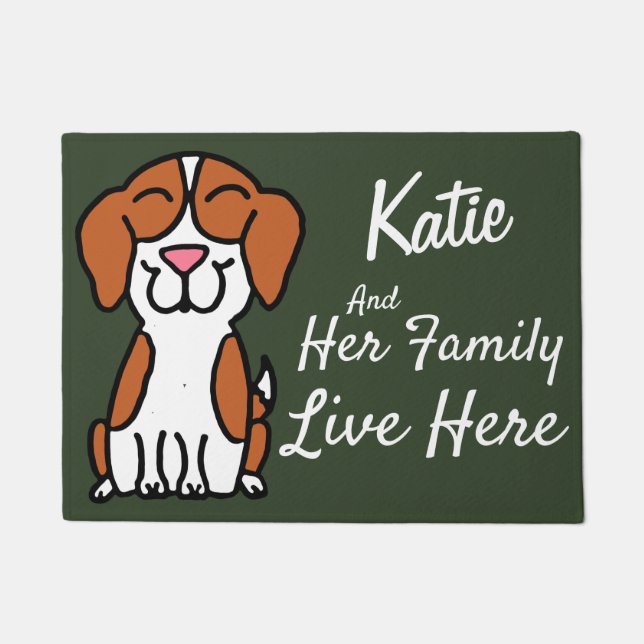 Personalised Hand Drawn Beagle Doormat (Front)