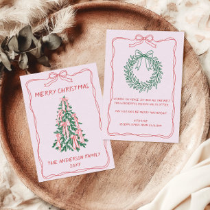 Personalised Hand Drawn Christmas Tree Family Holiday Card