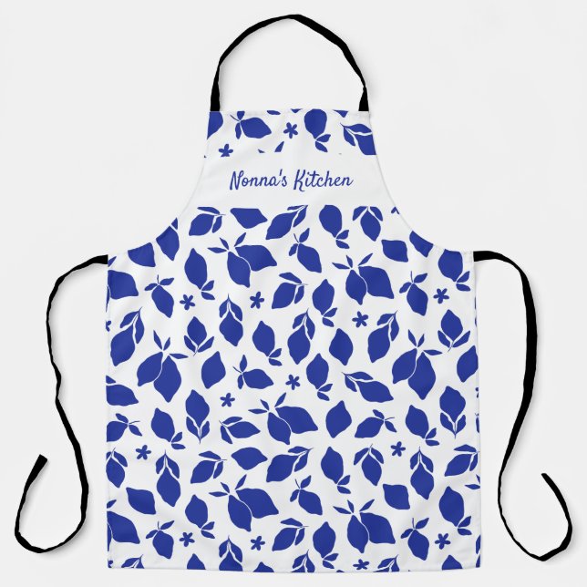 Personalised Hand Drawn Italian Blue Lemons  Apron (Front)