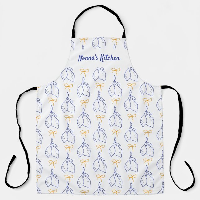 Personalised Hand Drawn Italian Blue Lemons  Apron (Front)