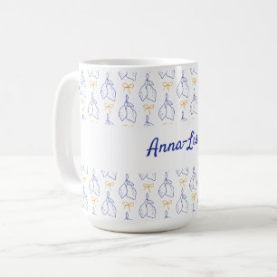 Personalised Hand Drawn Italian Blue Lemons Coffee Mug