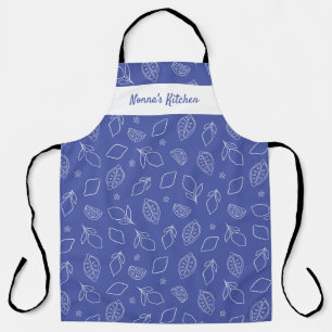 Personalised Hand Drawn Italian Lemons Blue Apron
