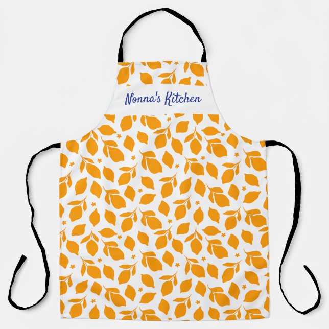 Personalised Hand Drawn Italian Yellow Lemons  Apron (Front)