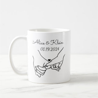 Personalised Hand-Holding Couple Names & Date Coffee Mug