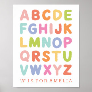 Personalised Hand Lettered Rainbow Alphabet Print