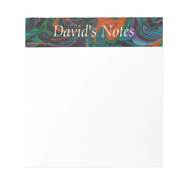 Personalised Hand Painted Abstract Swirl Note Pad (Front)