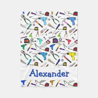 Personalised Hand Tools and Hardware Pattern Fleece Blanket