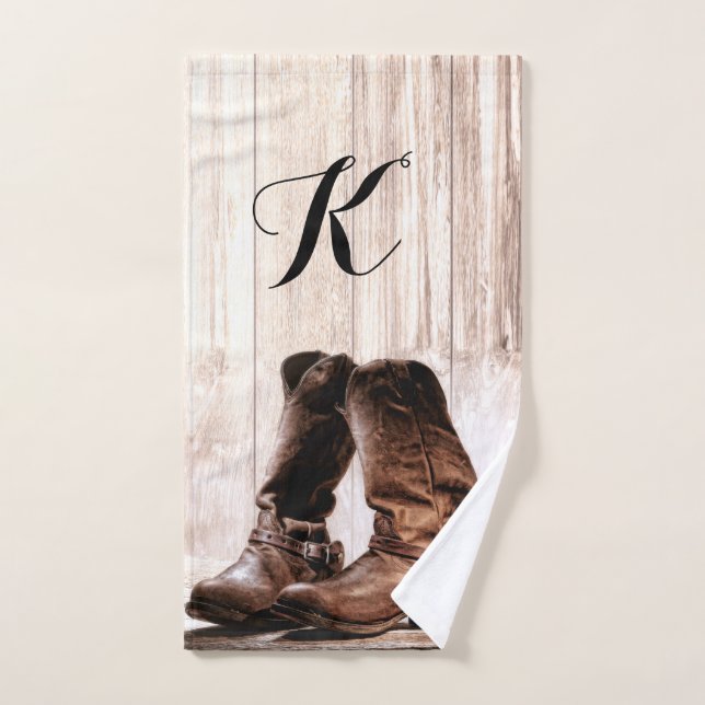 Personalised Hand Towel boots country rustic weste (Hand Towel)
