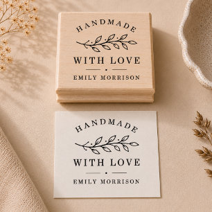Personalised Handmade Botanical Business Rubber Stamp