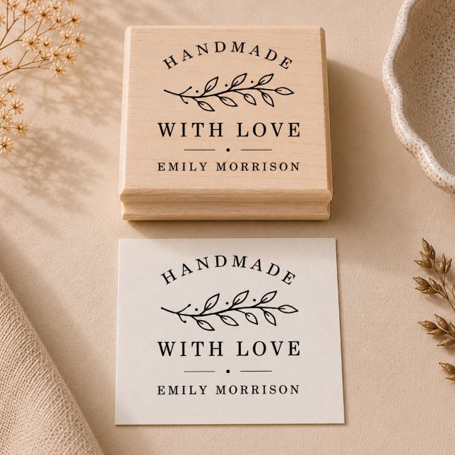 Personalised Handmade Botanical Business Rubber Stamp (Creator Uploaded)