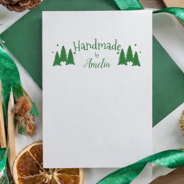 Personalised Handmade by Christmas Tree  Rubber Stamp (Creator Uploaded)