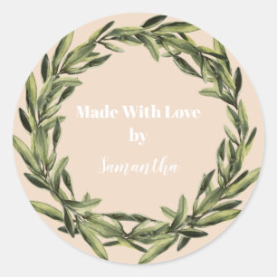 Personalised Handmade Product Flower Wreath Classic Round Sticker