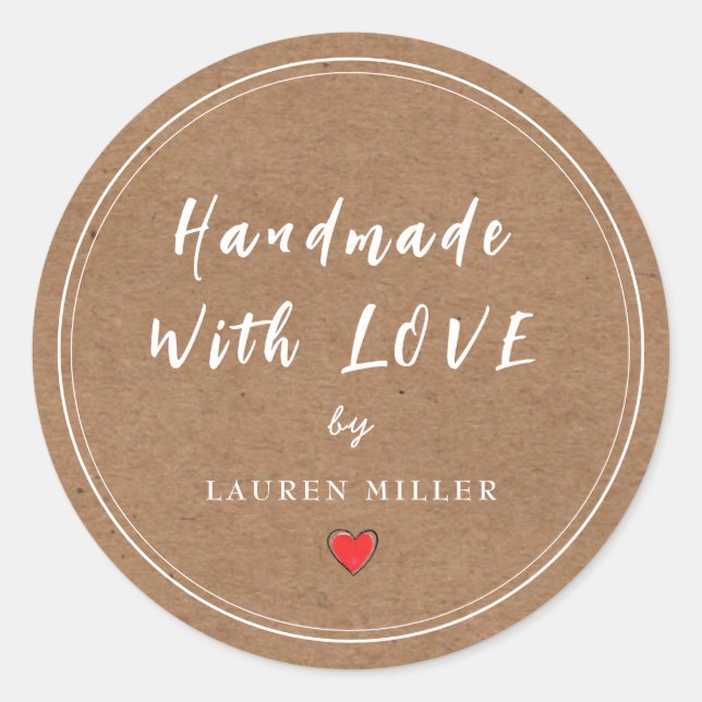Personalised Handmade with love  Classic Round Sticker (Front)