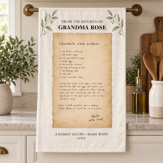 Personalised Handwritten Recipe Family Keepsake Tea Towel