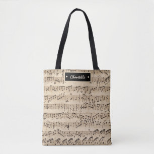 Personalised Handwritten Vintage Sheet Music Tote  Bag