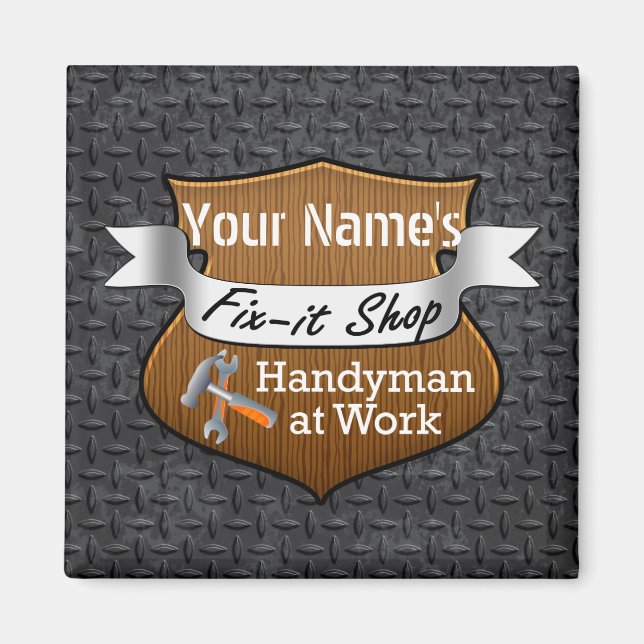 Personalised Handyman Fix-It Custom Name Magnet (Front)