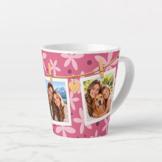 Personalised Hanging Photo Family Floral Coffee Latte Mug