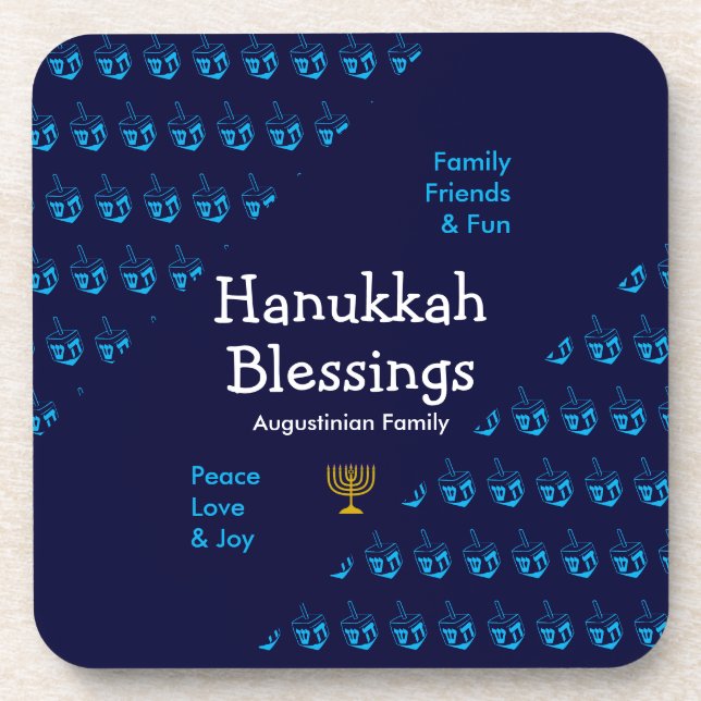 Personalised HANUKKAH BLESSINGS Coaster (Front)