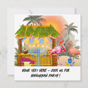 Personalised Hanukkah Card – Beach Theme Tiki Bar 