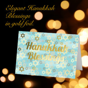 Personalised Hanukkah Elegant Modern Gold Foil Holiday Card