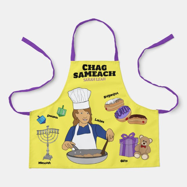 Personalised Hanukkah Kids Apron (Front)