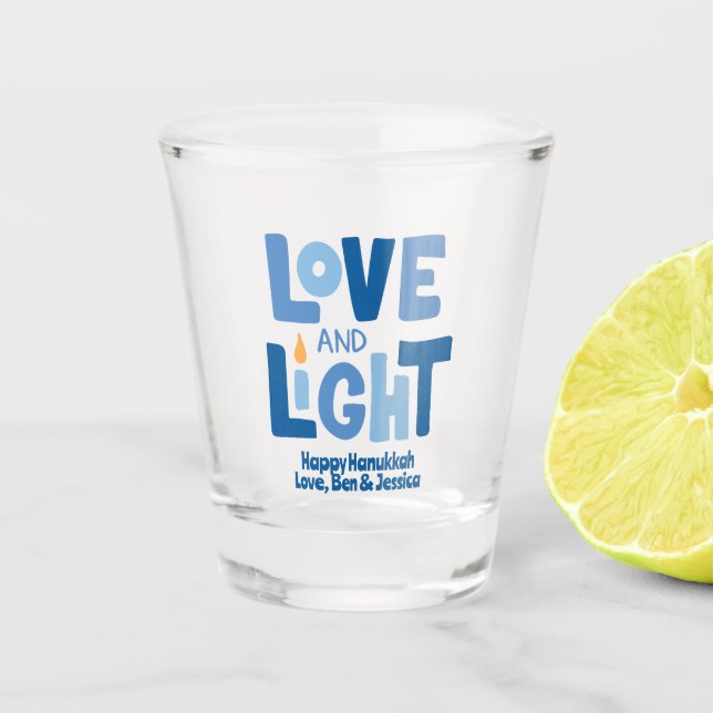 Personalised Hanukkah Love & Light Shot Glass (Front)