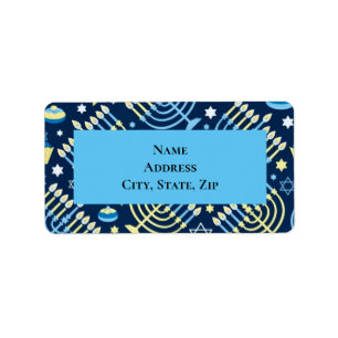 Personalised Hanukkah Menorah Star of David Label