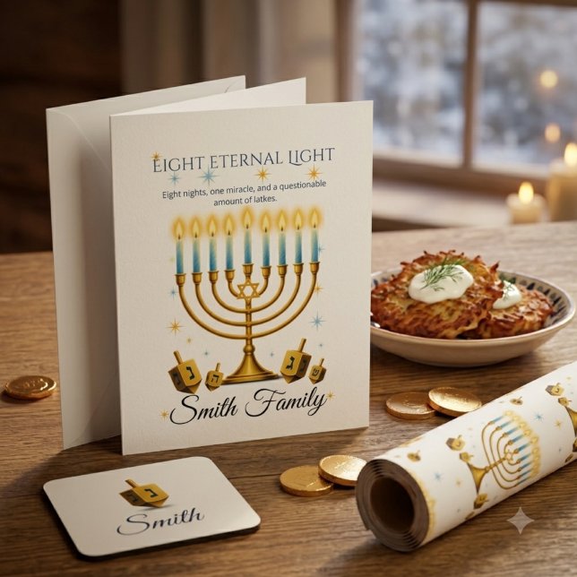 Personalised Hanukkah Note Cards Custom Eightlight (Creator Uploaded)