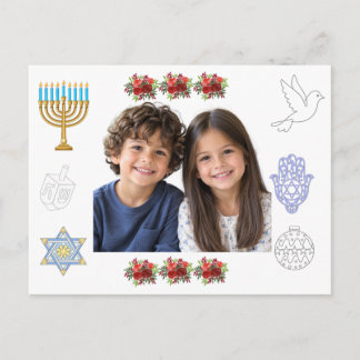 Personalised Hanukkah Postcard with Kids’ Photos,