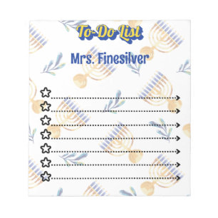 Personalised Hanukkah to-do list  Notepad