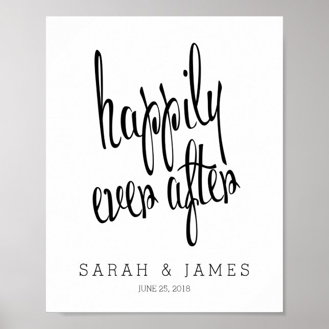 Personalised Happily Ever After Wedding Keepsake Poster (Front)