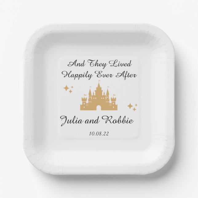 Personalised Happily Ever After Wedding Paper Plate (Front)