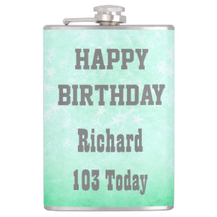 Personalised Happy 103rd  Birthday design Hip Flask