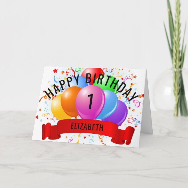 Personalised Happy 1st Birthday  Card (Front)