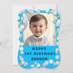 Personalised Happy 1st Birthday With Photo Invitation