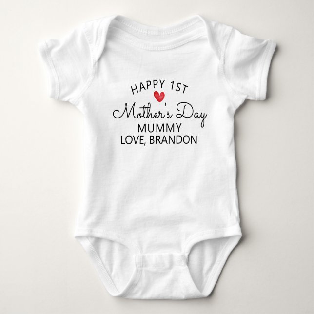 Personalised Happy 1st Mother's Day Baby Bodysuit (Front)