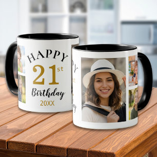 Personalised Happy 21st Birthday 5 Photo Collage Mug