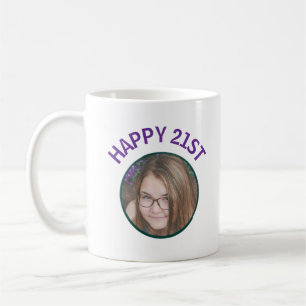 Personalised Happy 21st Birthday Photo Design Coffee Mug